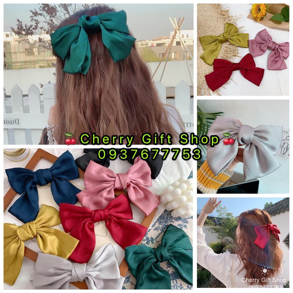 Kẹp Tóc Gắn Nơ Thắt Ruy Băng Vải Chiffon và Satin Mềm Mại Cỡ Lớn Kiểu Dáng Cổ Điển Cho Nữ