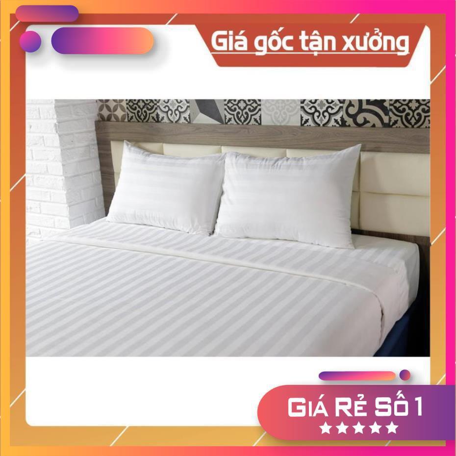 Bộ drap khách sạn cotton T300 trắng sọc