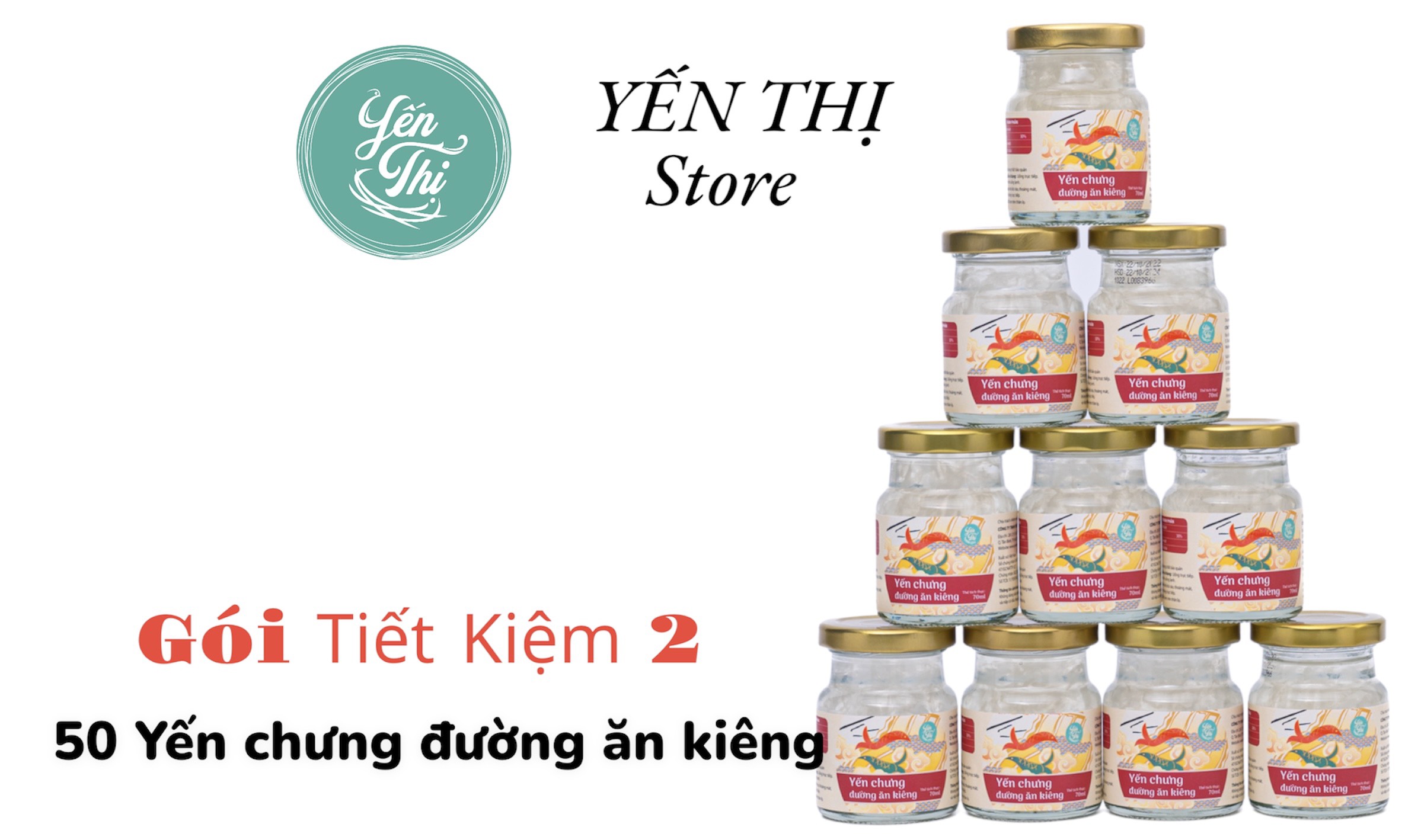 (Tặng Bao Lì Xì )Yến Thị-Gói 50 hũ tiết kiệm-30% yến, hũ 70ml