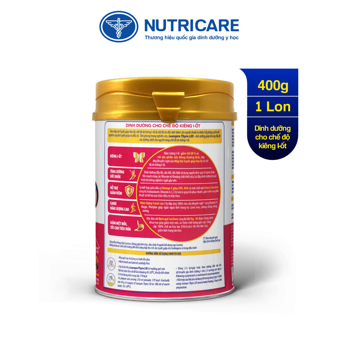 01 lon sữa Leanpro Thyro LID 400g - Sữa dành cho bệnh nhân kiêng I-ốt, cường tuyến giáp