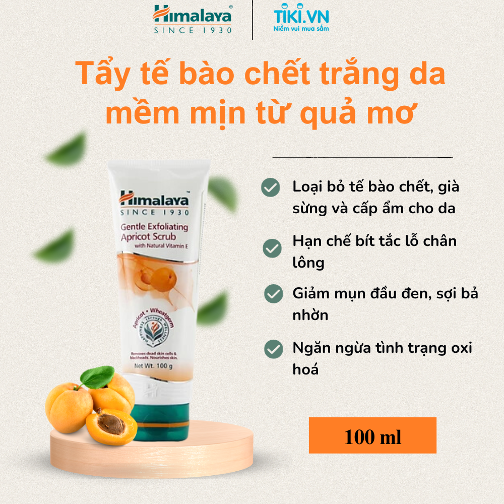 Tẩy tế bào chết trắng da mềm mịn từ quả mơ Himalaya Gentle Exfoliating Apricot Scrub 100g