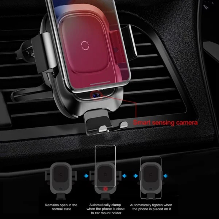 Đế giữ điện thoại trên xe hơi tích hợp sạc không dây Baseus Smart Vehicle Bracket 10W Wireless Charger - LV325 [Hàng Chính Hãng]