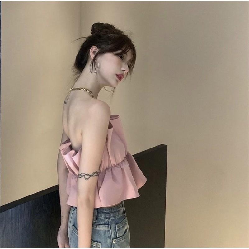 ÁO TUBE HỒNG FREESIZE