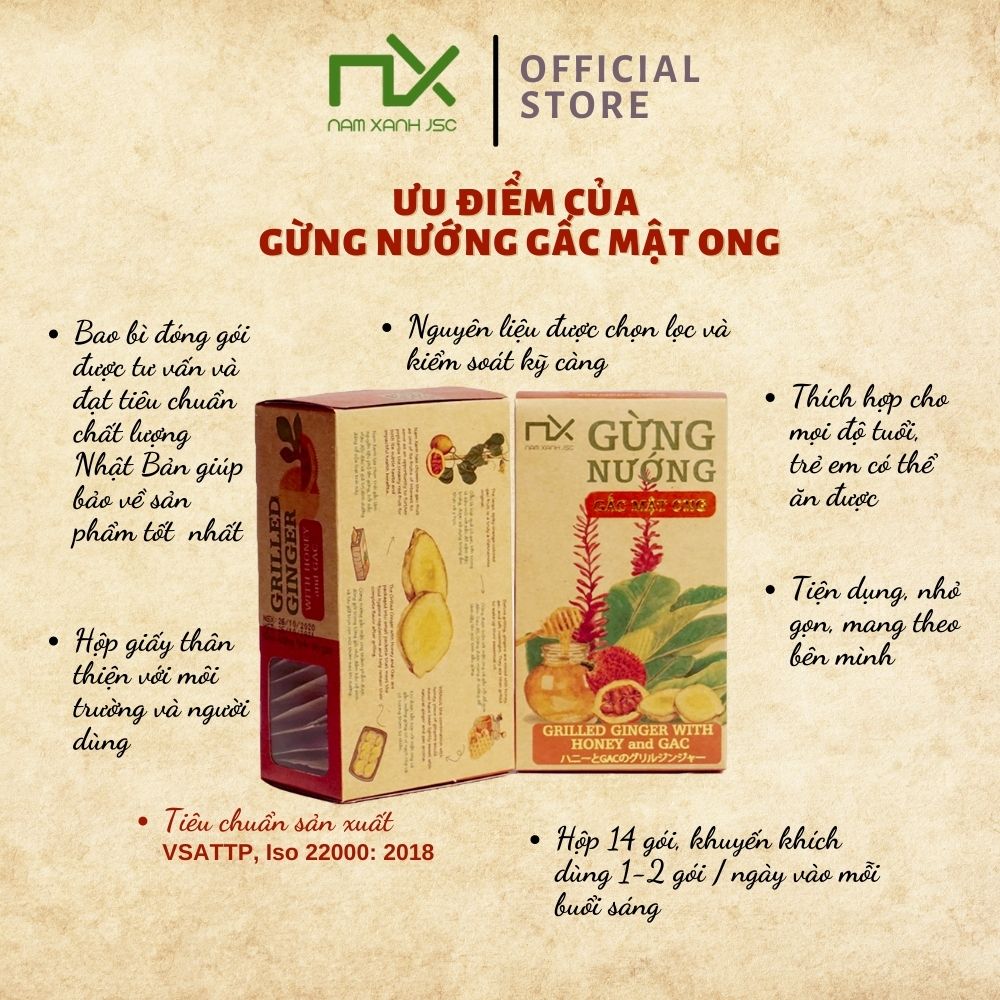 Gừng Nướng Gấc Mật Ong Nam Xanh 80g