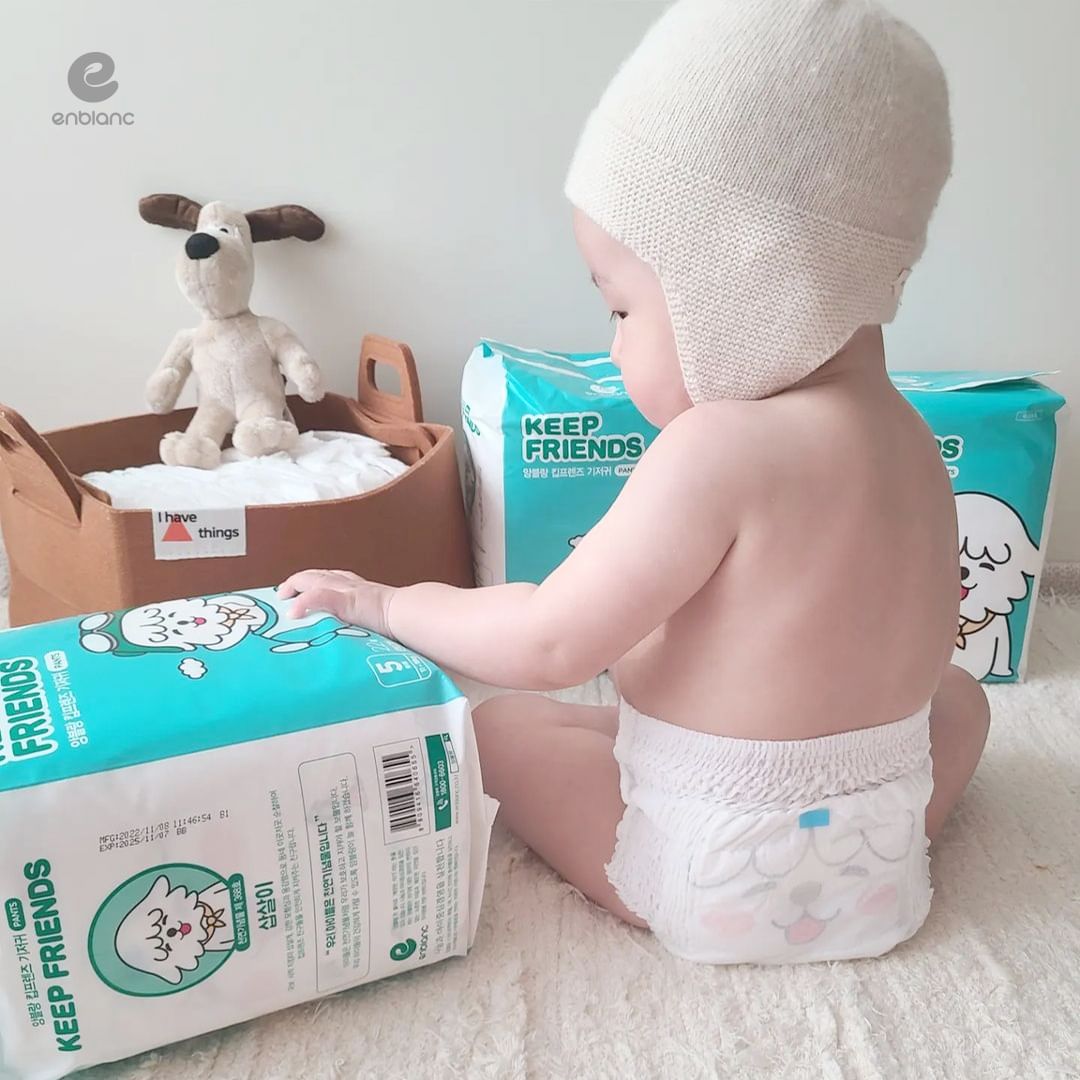 Combo 2 Bịch Tã Bỉm Quần Hàn Quốc ENBLANC KEEP FRIENDS Mỏng Nhẹ 2mm, Chống Tràn, Thấm Hút Nhanh Cho Bé Trai Size XL 22 Miếng