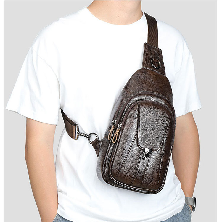 Túi đeo chéo nam da bò BHM9091 Túi đeo vai da thật. Túi đeo trước ngực