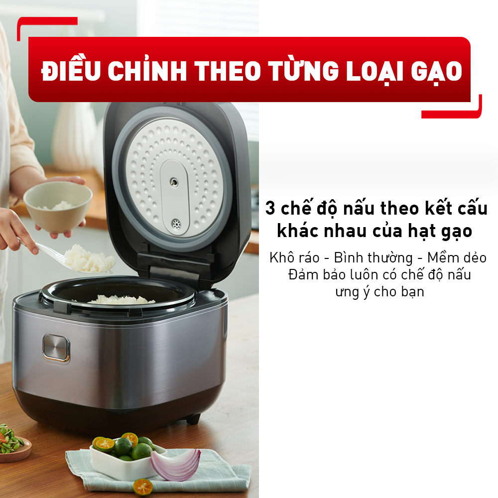 Nồi cơm điện tử Tefal 1.8L - Lòng nồi siêu dày 4mm RK776968 - Thương hiệu Pháp - Hàng chính hãng