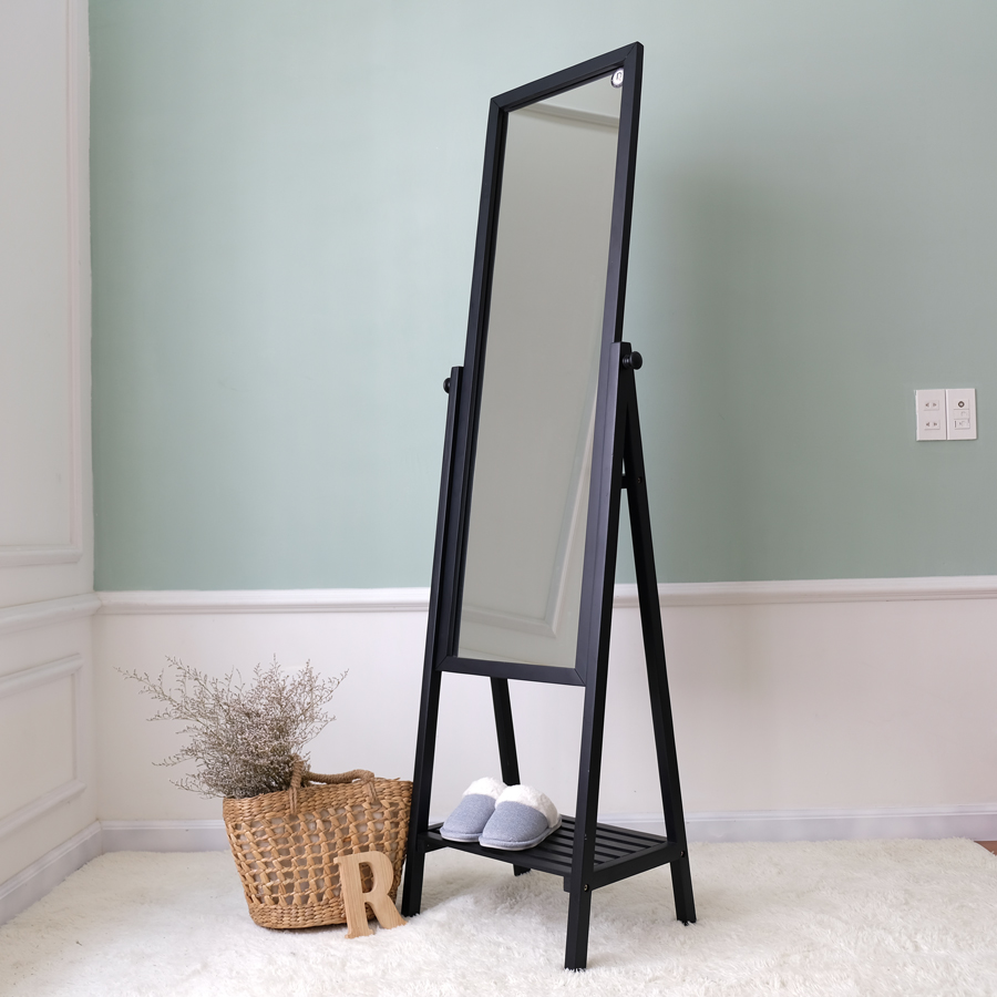 Gương Đứng Phối Kệ Gỗ Shefl Mirror Nội Thất Kiểu Hàn BEYOURs - Đen