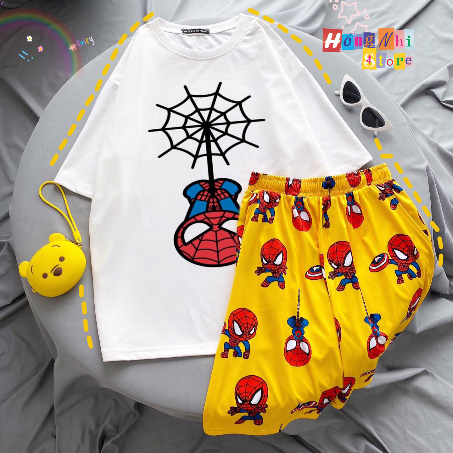 Quần Short Cartoon Unisex, Quần Đùi Hoạt Hình Loang Màu Phiên Bản Mới - MM