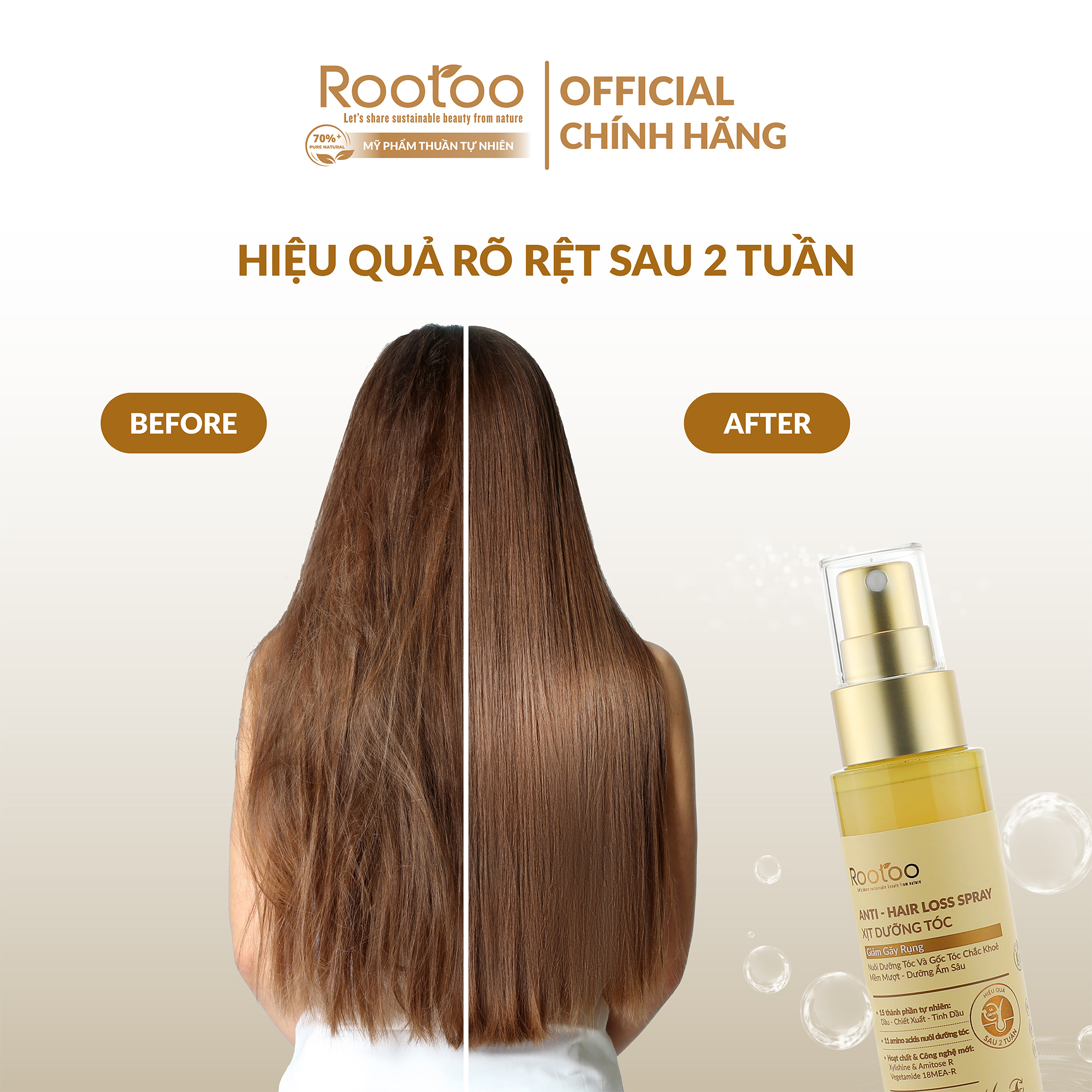 Xịt Dưỡng Tóc Rootoo Thuần Tự Nhiên Giúp Dưỡng Ẩm, Kích Thích Mọc Tóc Và Phục Hồi Hư Tổn 110ml