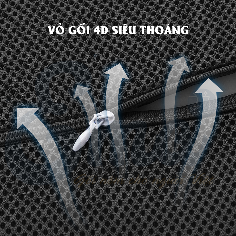 Đệm tựa lưng ghế văn phòng, ô tô cao su non Ema - Vỏ gối 4D tổ ong siêu thoáng - Hàng nhập khẩu