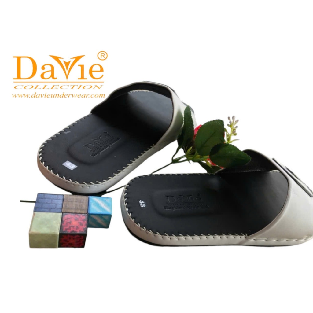 Dép Nam Quai Ngang Thương Hiệu Davie Dvsd04 Đường May Chắc Chắn, Đế Chống Trơn Trượt