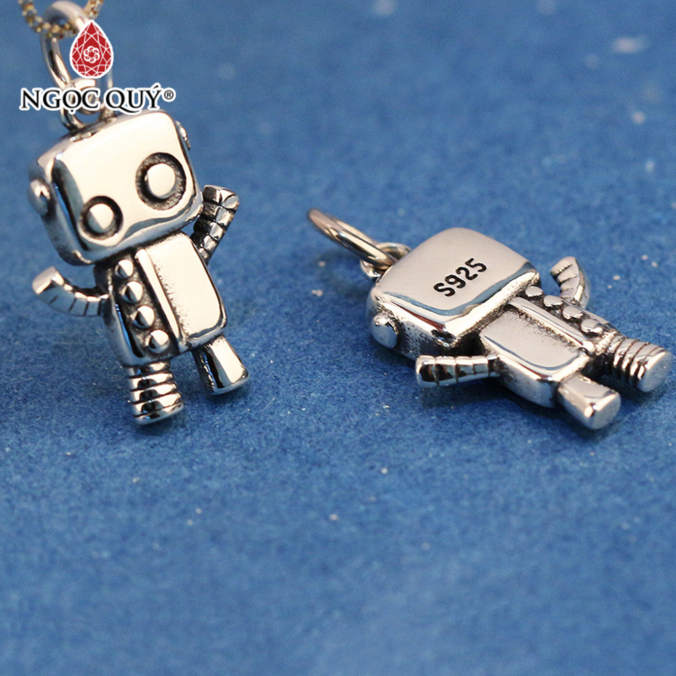 Charm treo robot vui vẻ - Ngọc Quý Gemstones