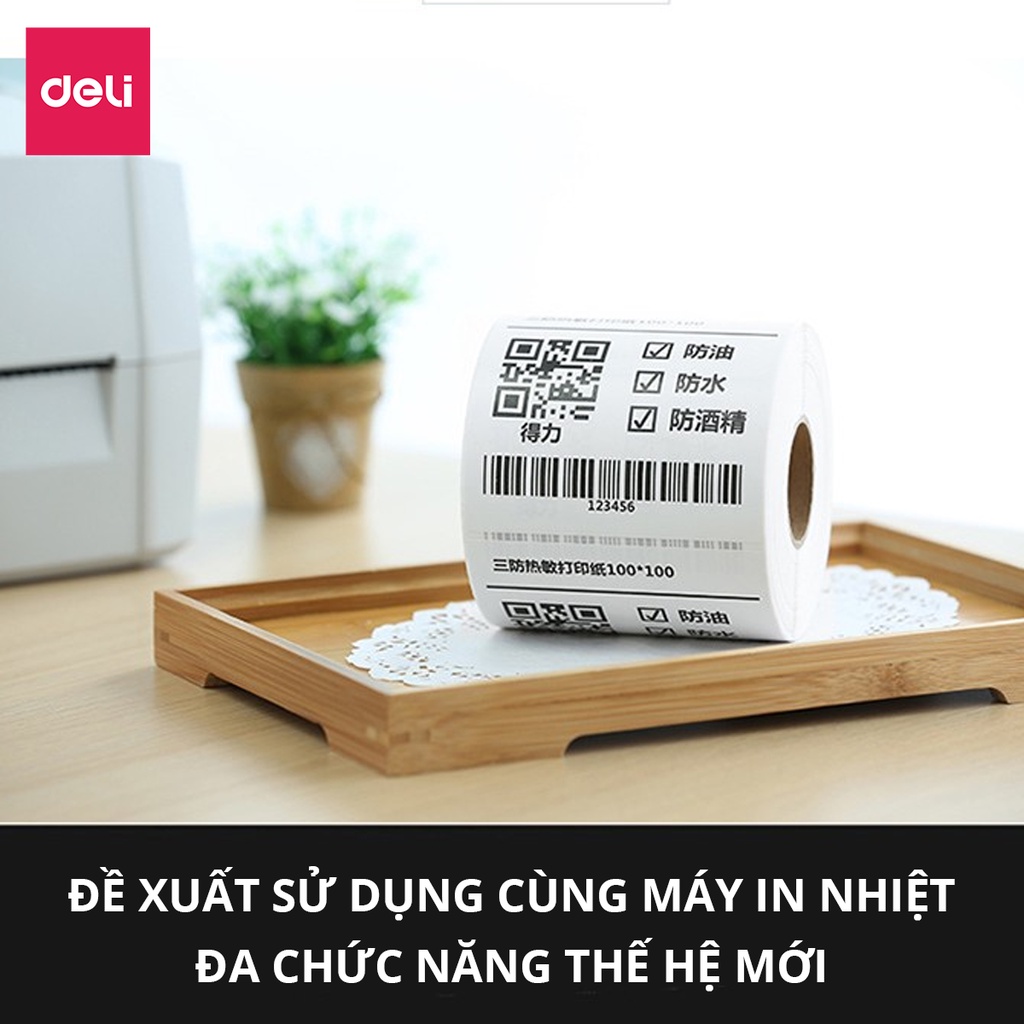 Giấy Decal Nhiệt In Nhãn, Minicode, Đơn Hàng TMĐT Deli - Cuộn 325 Tờ 10x15cm - Dùng Cho Bill, Mã Vạch, Hóa Đơn, Livestream, Kinh Doanh Online - Không Phai Mực - Hàng Chính Hãng - 12308