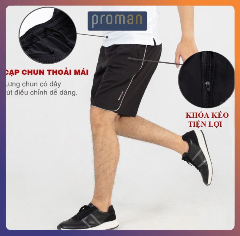 Quần đùi nam thể thao vải gió siêu nhẹ, quần short nam vải gió cao cấp QD01 - PROMAN