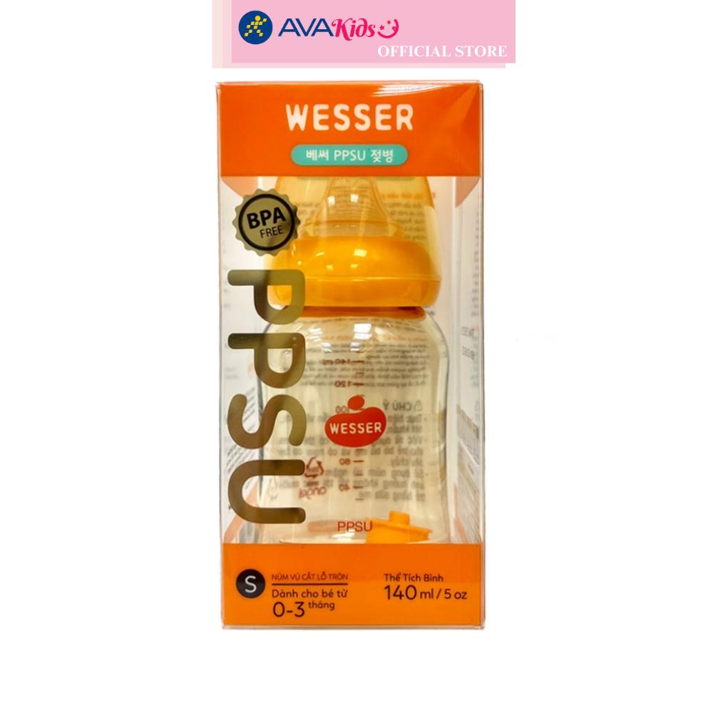 Bình sữa nhựa PPSU Wesser TBSWPP140 cổ hẹp 140 ml (0 - 3 tháng)