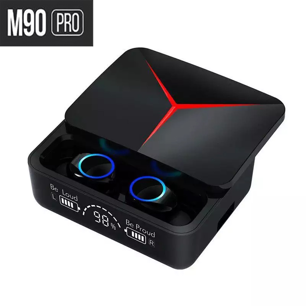 Tai nghe không dây gaming M90 Pro bluetooth 5.2 công nghệ cảm biến chạm, nắp trượt, pin 4h, kiêm sạc dự phòng, không có độ trễ, chipset xịn - hàng chính hãng