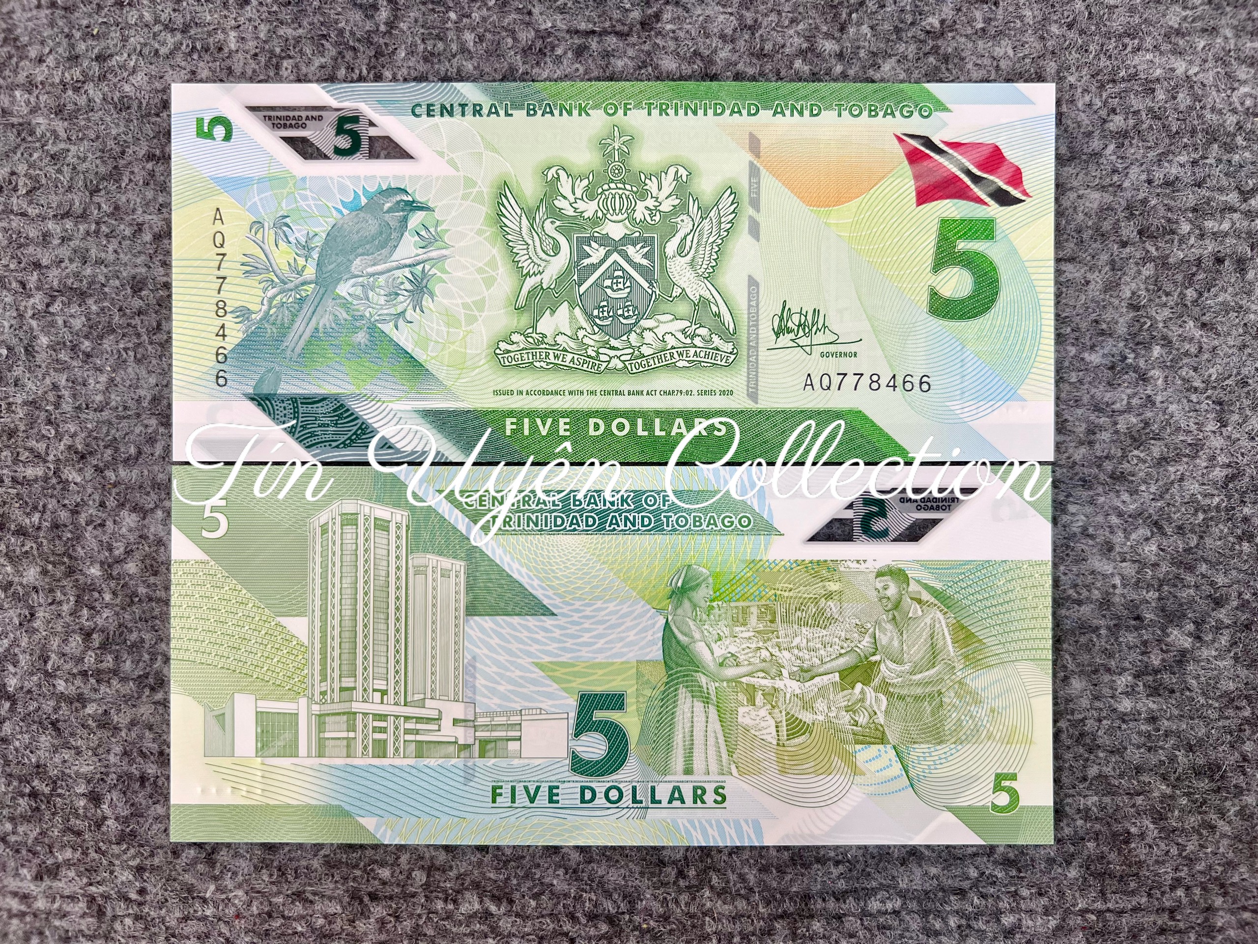 Tiền Trinidad &amp; Tobago 5 Dollars Polymer Phát Hành 2020 Mới 100%