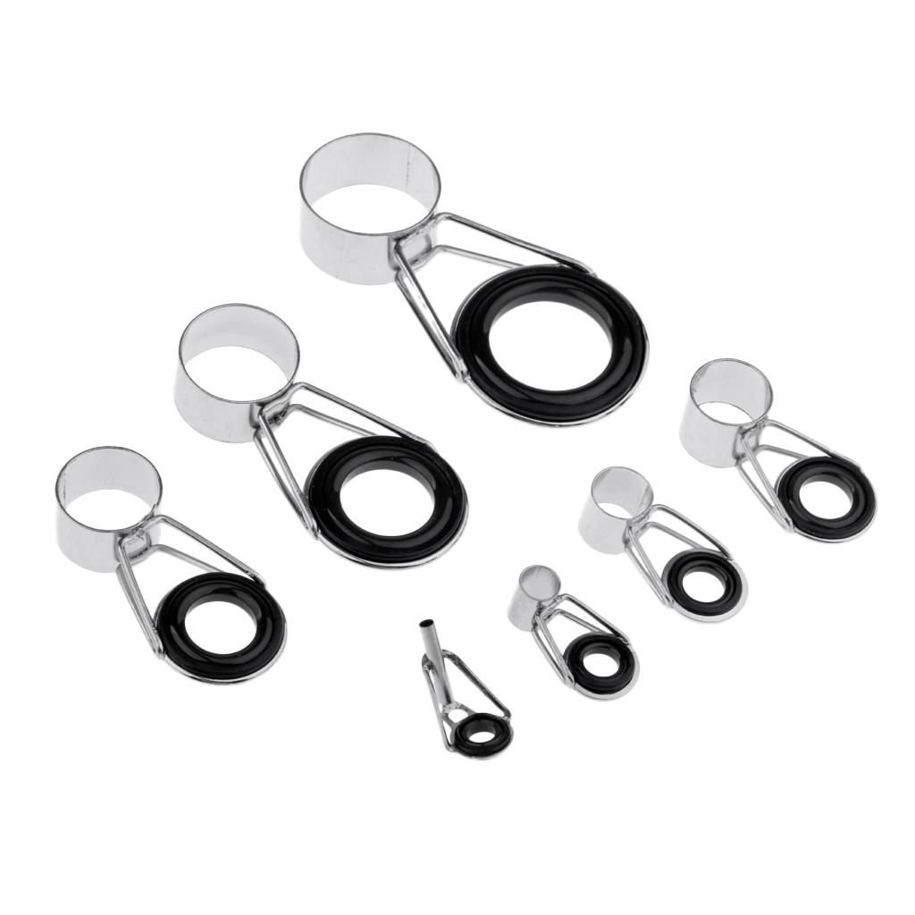 14Pcs Fishing Rod Guides Tip Tops Repair Ceramic Ring Rod Building Eye Rings