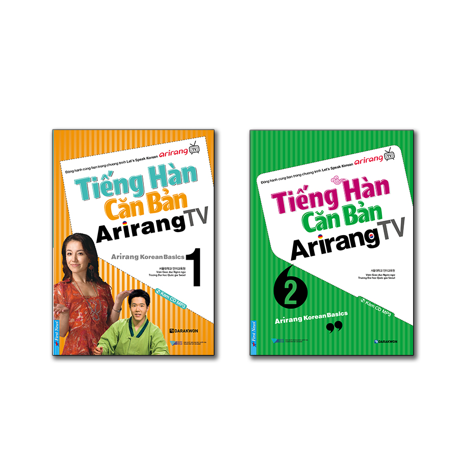 Bộ sách luyện giao tiếp tiếng hàn căn bản (Tiếng Hàn Căn Bản Arirang TV tập 1 +2) + CD