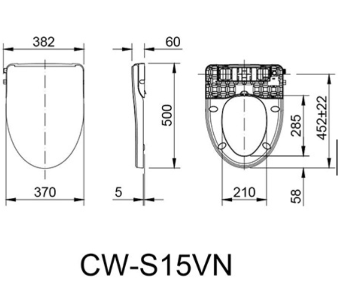 Nắp Bàn Cầu CW-S15 - Nắp Phun Rửa Cơ Thông Minh - Không Dùng Điện