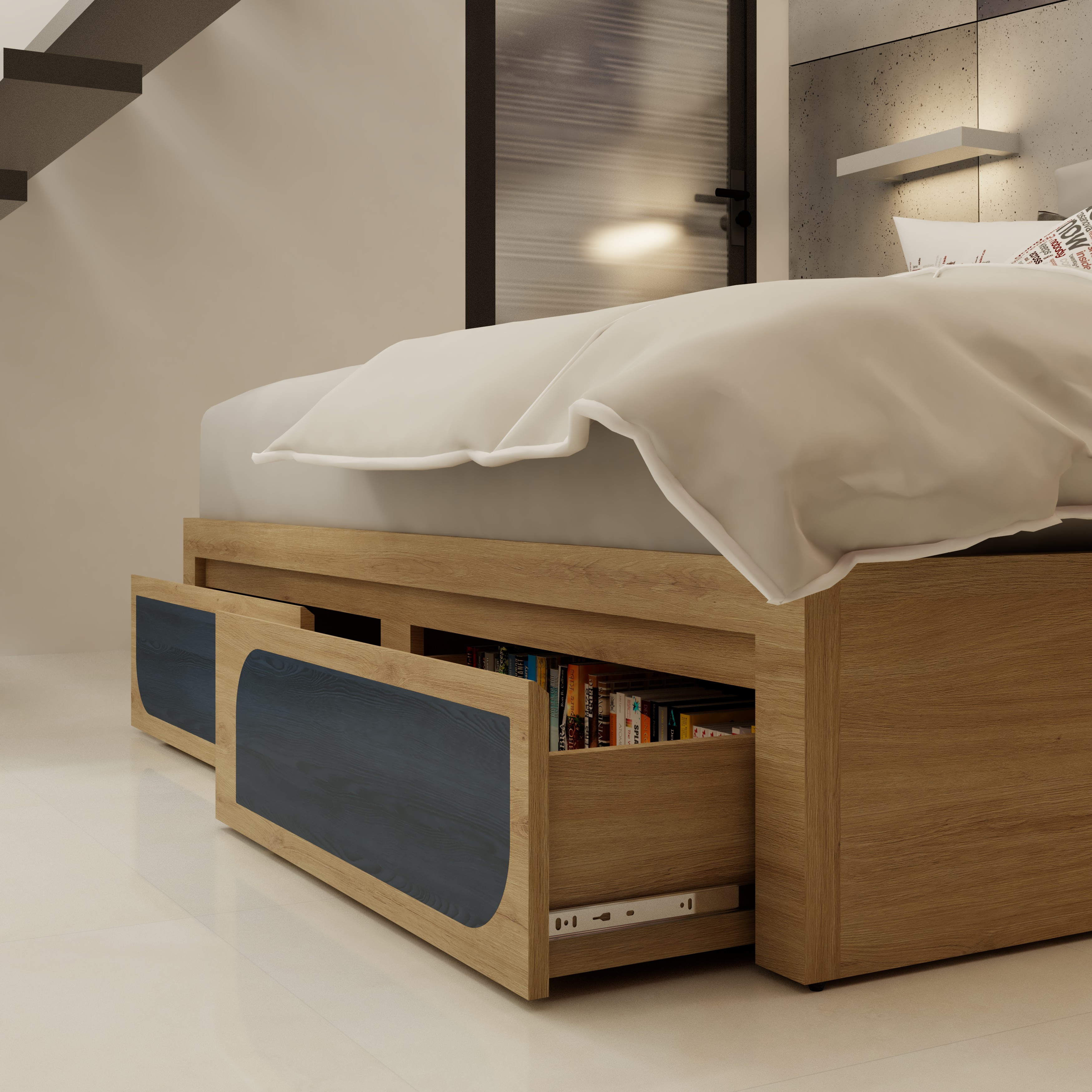 [Happy Home Furniture] BANA , Giường ngủ 2 ngăn kéo , 207cm x  32cm ( DxC), GNG_118, GNG_119, GNG_120, GNG_121