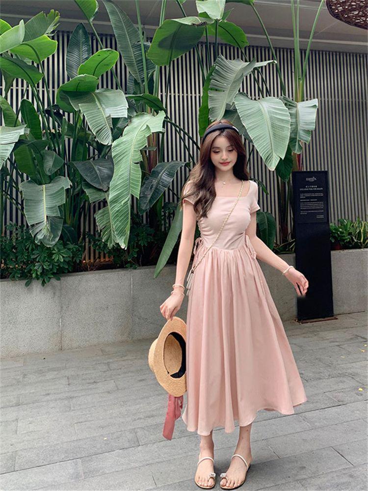TOBE1SHOP Mùa xuân màu hồng Pháp ăn mặc nữ 2023 khí chất hiển thị gầy váy dài cao cấp Hepburn phong cách váy