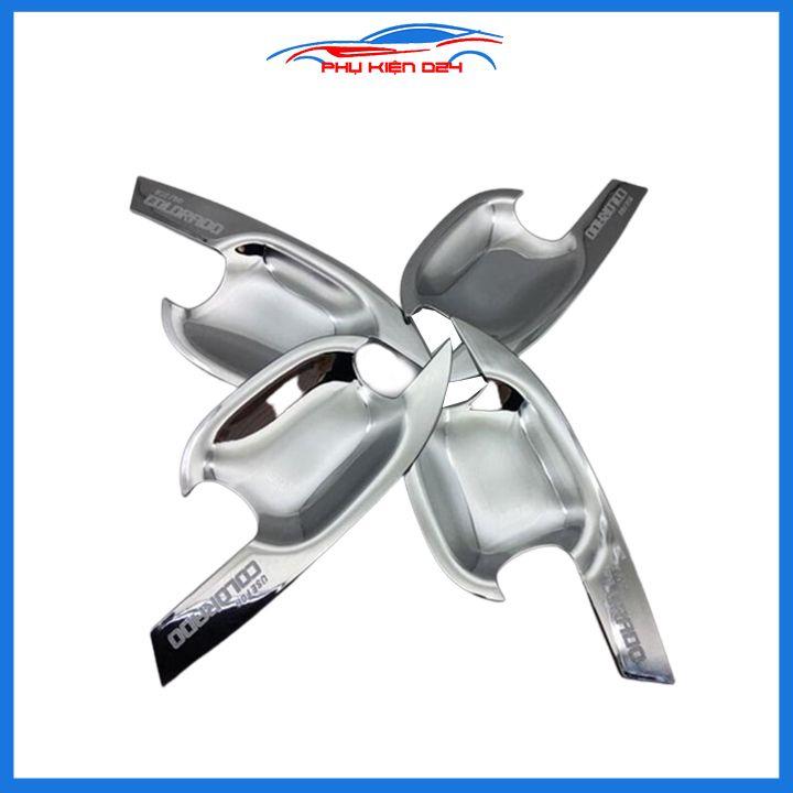 Ốp tay hõm nhựa đen, mạ crom Colorado 2016-2017-2018-2019-2020 sáng bóng chống trầy bảo vệ cửa xe ô tô