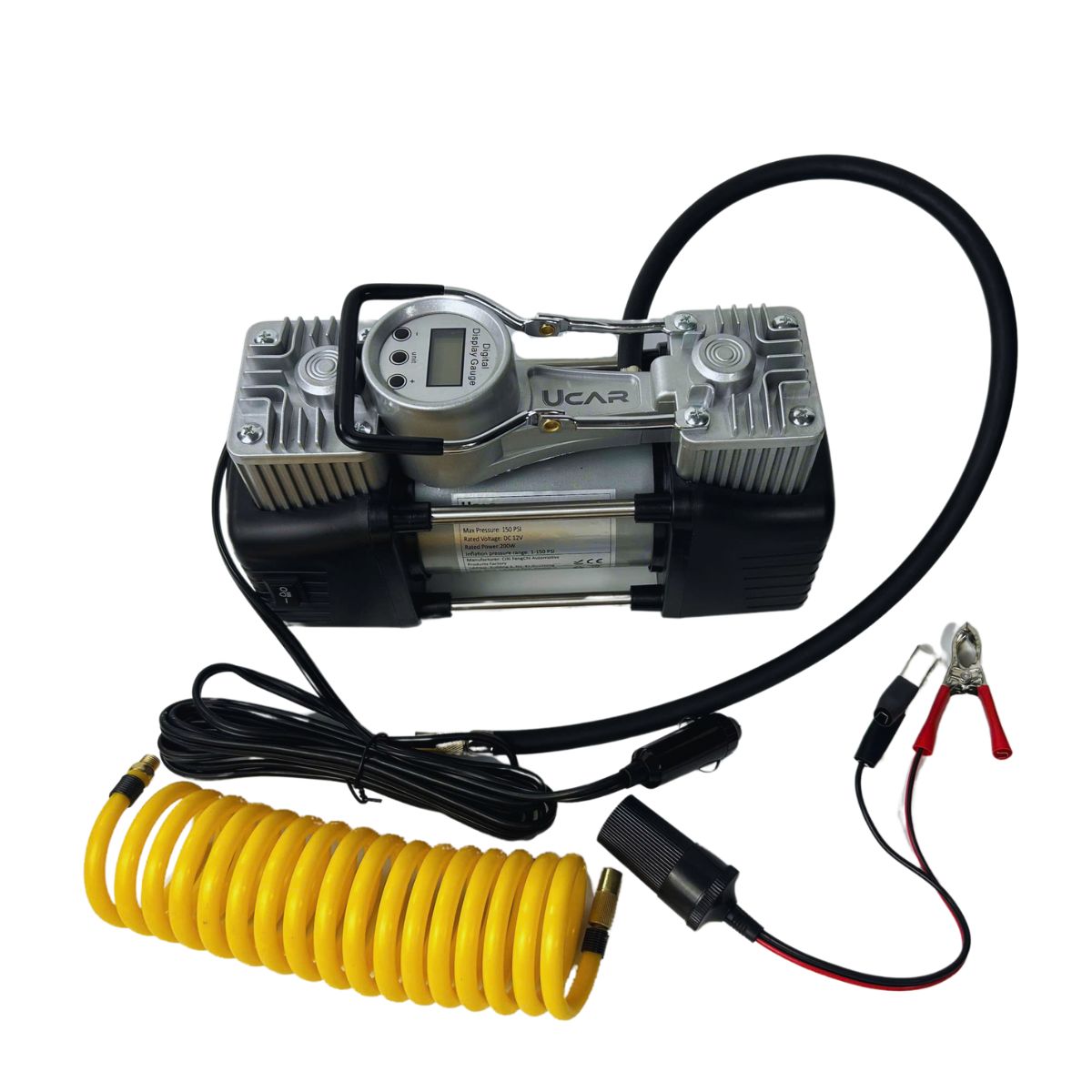 Máy Bơm Lốp Ô Tô 2 Xi Lanh UCAR Air Compressor - Đồng Hồ Kỹ Thuật Số, Tự Động Ngắt Khi Đạt Áp Suất, Công Suất Mạnh Xiaomi