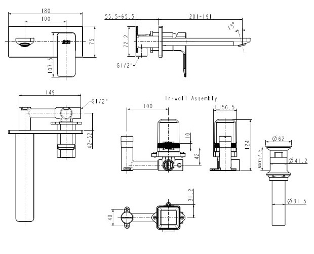 Vòi chậu rửa mặt âm tường American WF-1304