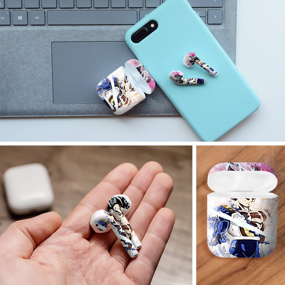 Miếng dán skin chống bẩn cho tai nghe AirPods in hình Dragon Ball - Vegeta 4 - 7vnr65 (bản không dây 1 và 2)