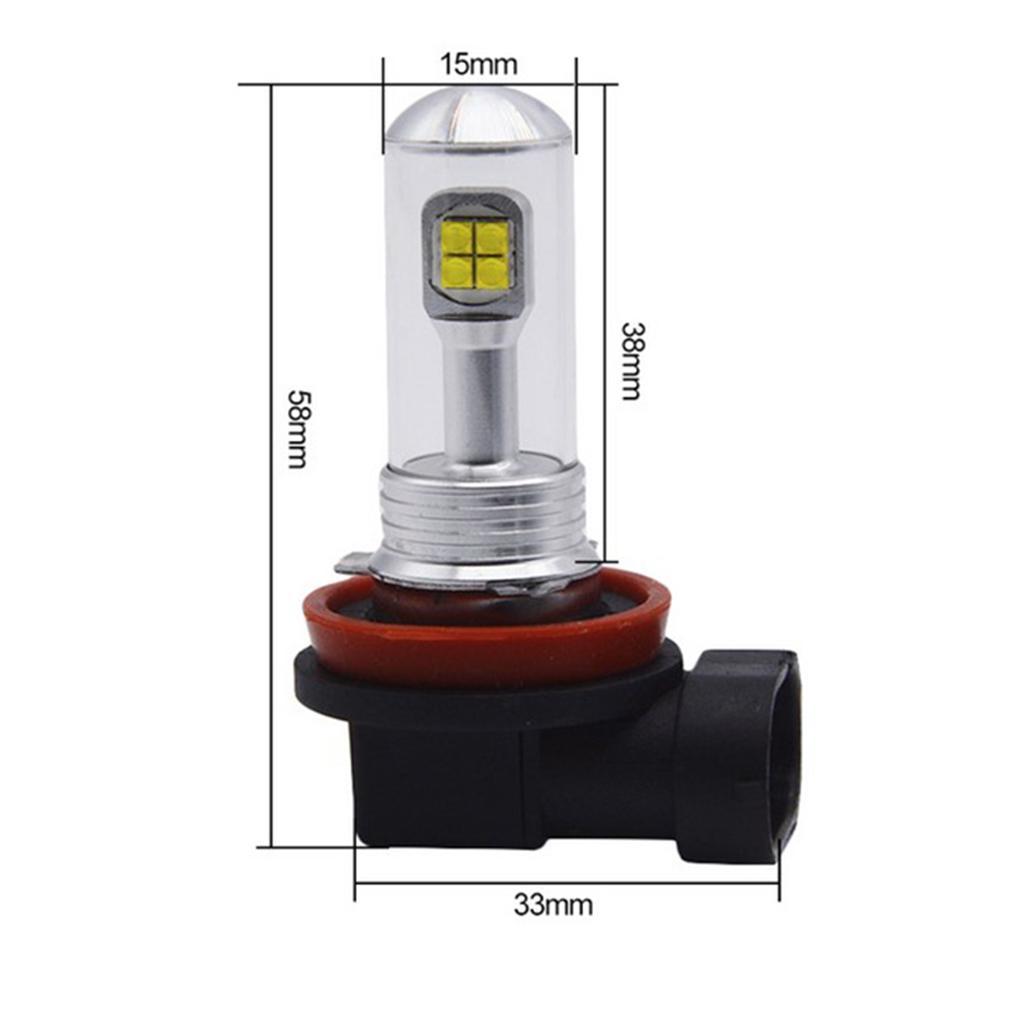 2 Pieces H8/H11 8-LED 80W 6000K High Power Fog Driving Light Bulbs - White