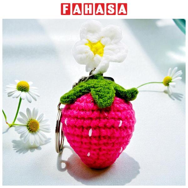 Móc Khoá Len Dâu Tây - Màu Hồng