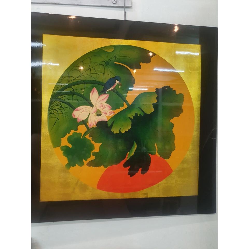 Tranh sơn mài cao cấp Thanh Bình Lê size 60x60 cm treo tường, trang trí nhà cửa, văn phòng, quà tặng tân gia, tặng dịp L