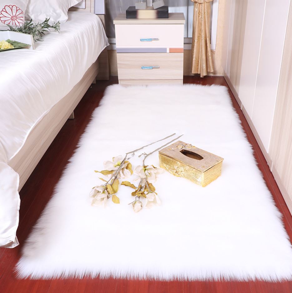 Thảm lông chụp hình | lông thú màu trắng 100x160cm