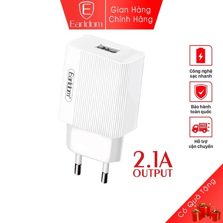 Củ sạc iphone Earldom ES-201, củ sạc nhanh đầu ra usb 2.1A- Hàng Chính Hãng