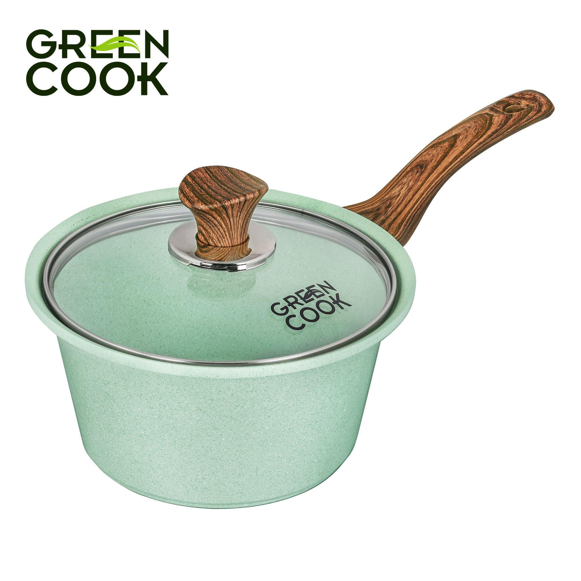 Nồi đúc men đá xanh ngọc 18 cm Green Cook GCS05-18IH công nghệ Hàn Quốc - Hàng chính hãng