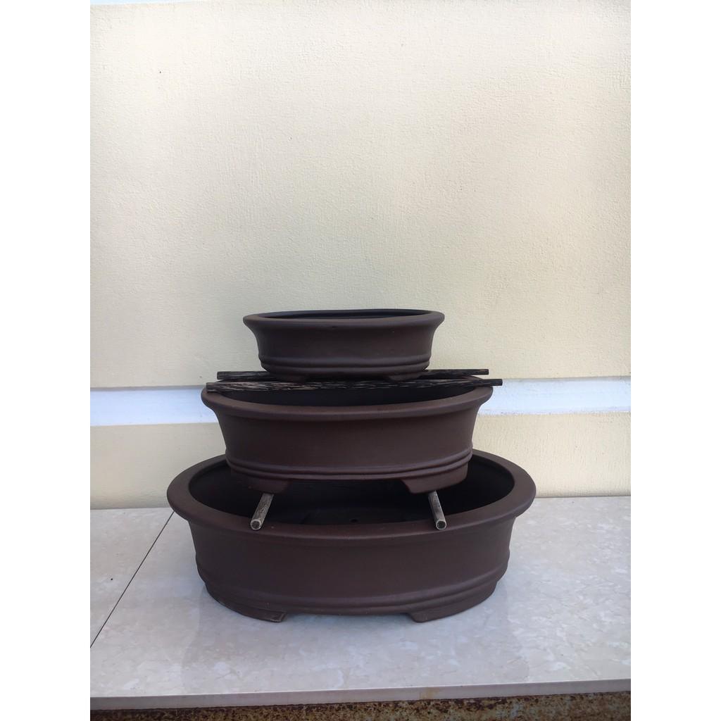 Chậu bonsai Oval đất nung gốm Bát tràng 1 size BM-71
