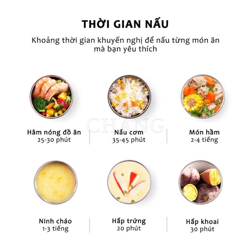 Hộp cơm cắm điện LUNCHBOX 2 tầng 4 ngăn inox giữ nhiệt hâm nóng và tự nấu chín thức ăn