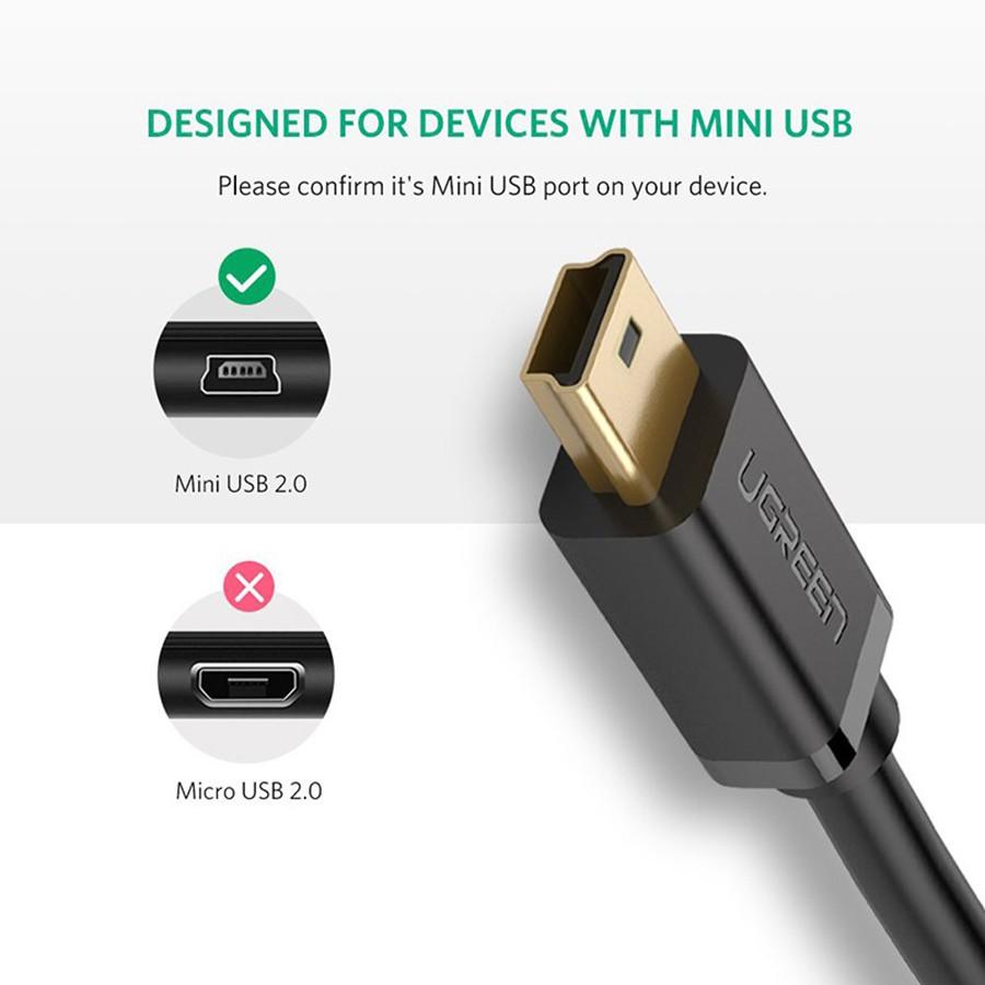 Cáp Mini USB to USB 2.0 Ugreen 10385 dài 1,5m chính hãng - Hàng Chính Hãng