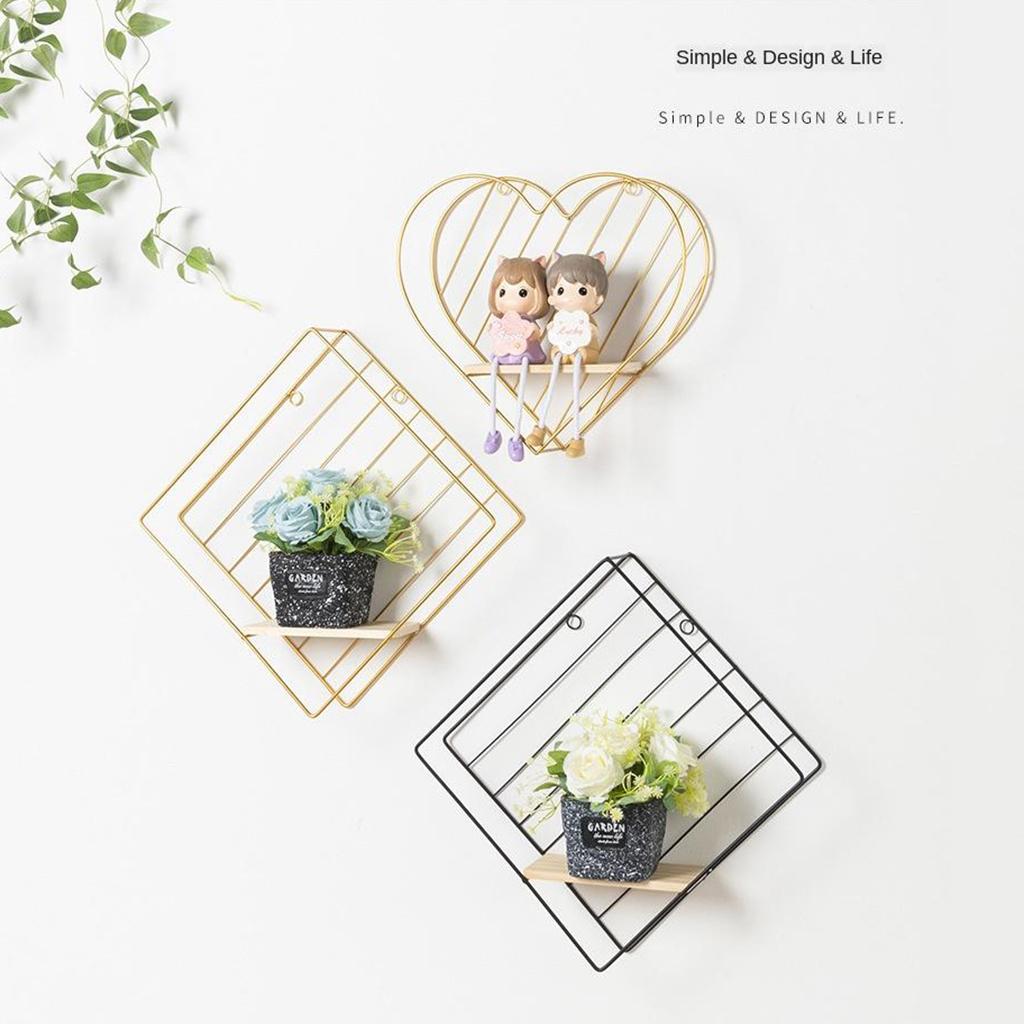 Iron Wall Floating Shelves Bathroom Bedroom Office Decor Black Rectangle