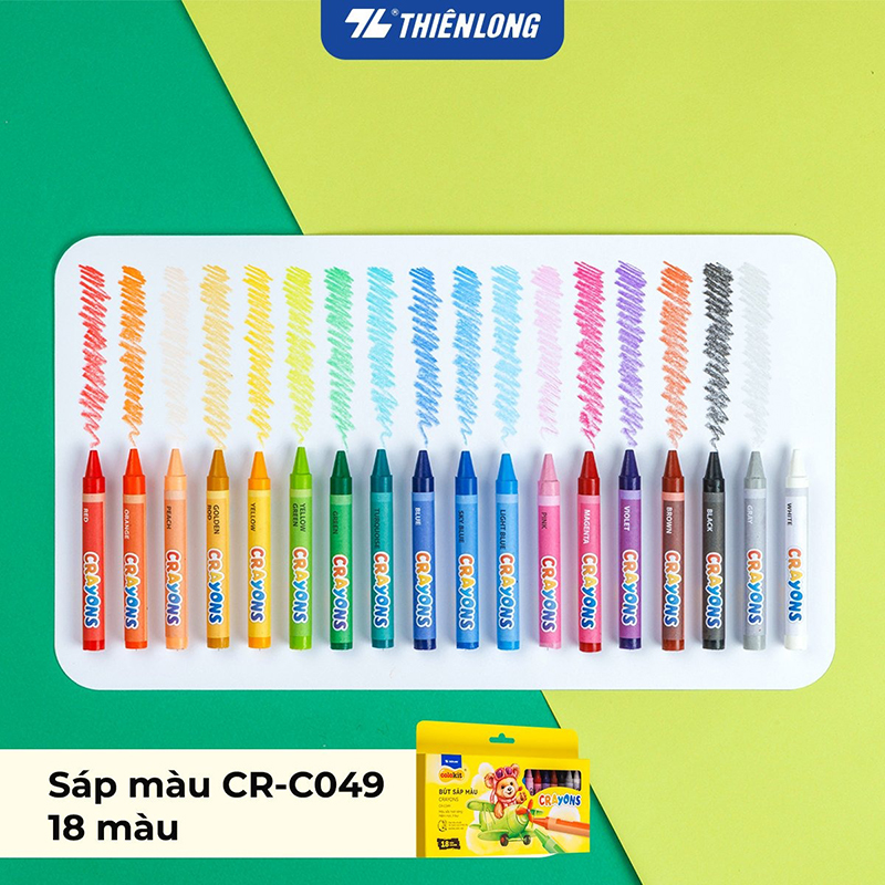 Bút sáp 12/18 màu Thiên Long Colokit - Màu sắc tươi sáng Phủ đều màu Bền màu CR-C048 ; CR-C049