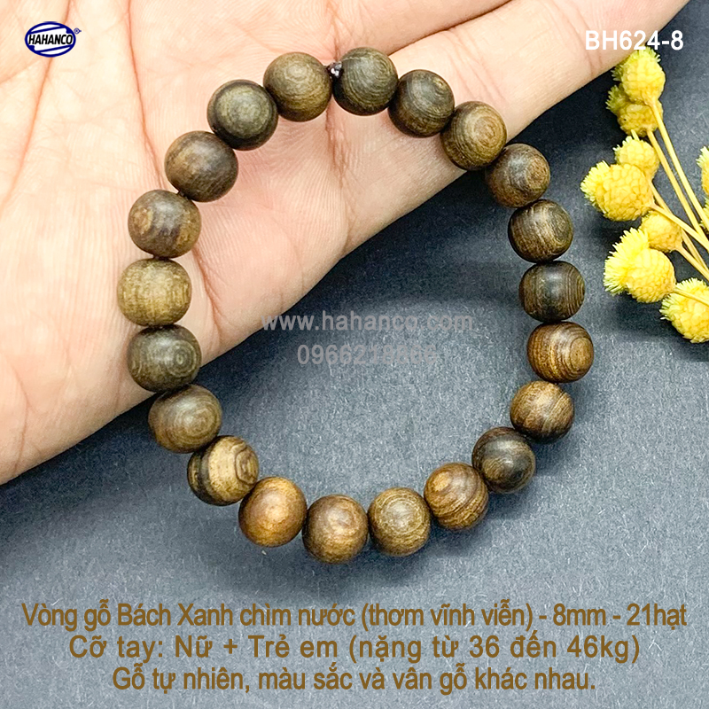 Vòng gỗ Bách Xanh chìm trong nước hàng VIP - mùi thơm vĩnh viễn vân gỗ đẹp - Mang lại Tài Lộc/Bình An/May Mắn - Bracelets of HAHANCO