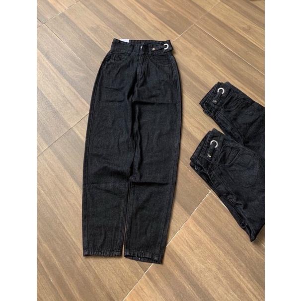 Quần Jeans Nữ, Quần Baggy Lưng Cao 2 Nút Bò Trơn Phong Cách Thời Trang Jeans Cotton Thoáng Mát, Mềm Mịn