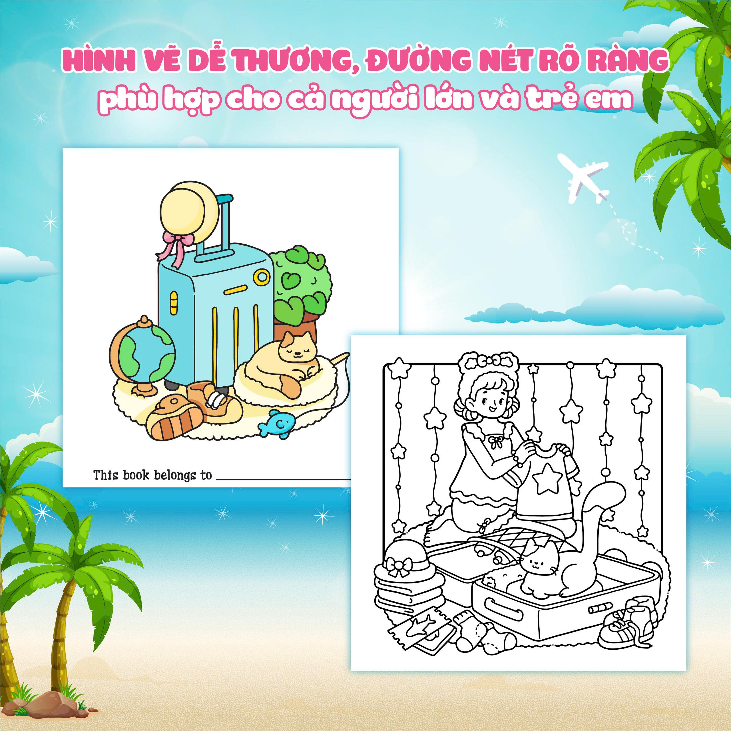 Sách Girl Holiday Traveling Diary Coloring Book