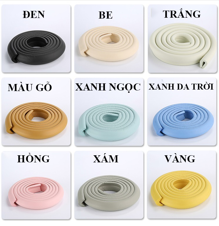 Xốp Bọc Cạnh Bàn Ghế Giường Tủ, Cuộn Dây Xốp Nẹp Góc Tường Dài 2m, Dây Cao Su Bịt Cạnh Nhọn - Hình Chữ L/W/U