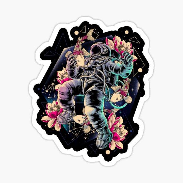 Set Sticker Astronaut (Tím) - Decal Dán Mũ Bảo Hiểm, Vali, Dán Xe - Nhiều Size - Chống Nước - Chống Xước