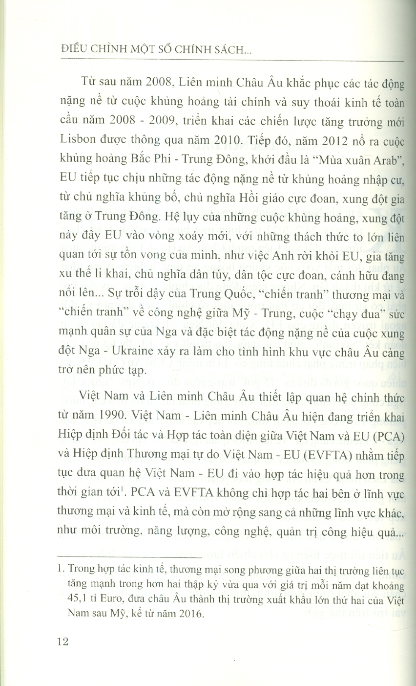 Điều Chỉnh Một Số Chính Sách Của Liên Minh Châu Âu Từ Xung Đột Nga - Ukraine Và Tác Động Đến Quan Hệ Việt Nam - Liên Minh Châu Âu (Sách Chuyên Khảo)