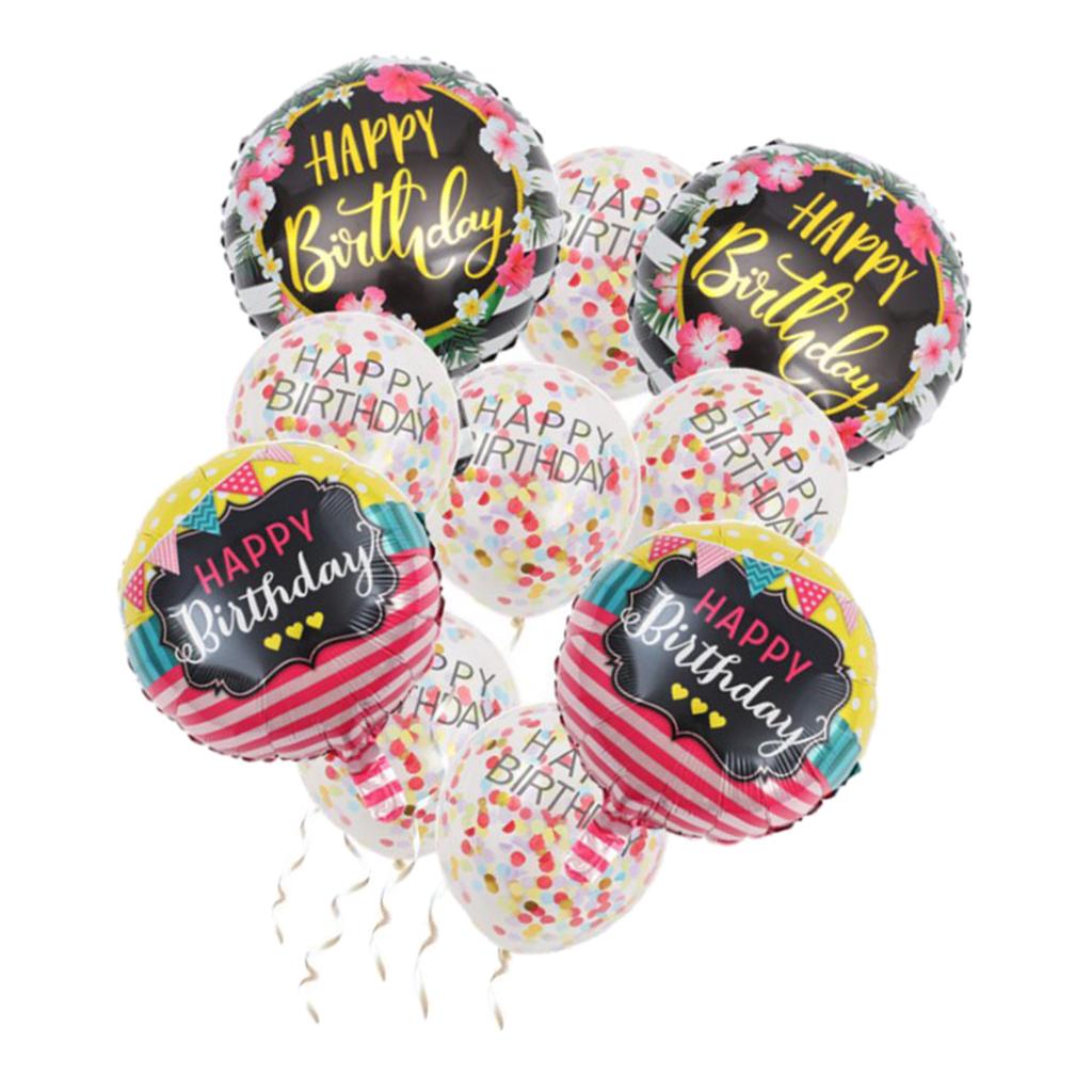 10PCS Confetti Foil Balloon Birthday Balloons Party Wedding Decor Set
