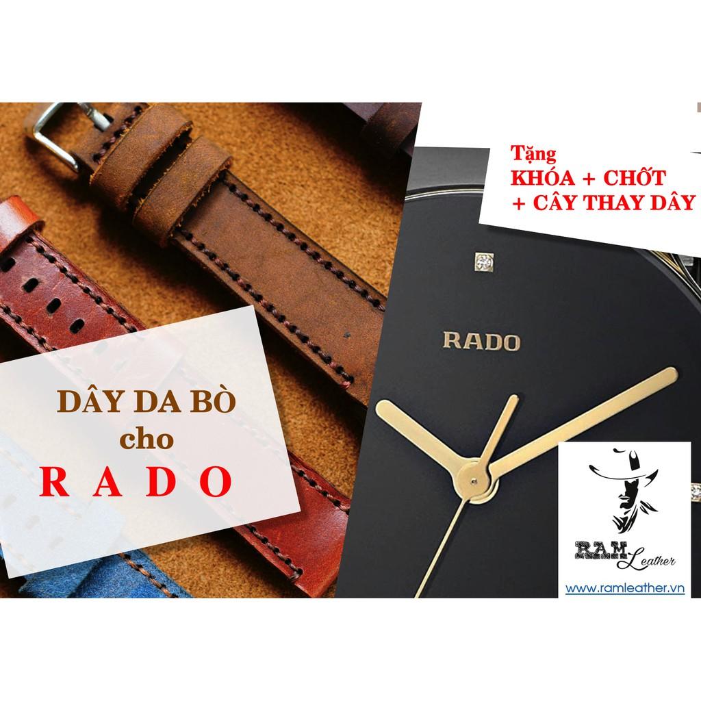 DÂY RADO DA BÒ VEGTAN Ý - RAM LEATHER - TẶNG KHÓA, CHỐT, CÂY THAY DÂY